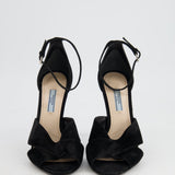 Prada Black Suede Ankle-Strap Sandal Heels Size EU 39