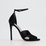 Prada Black Suede Ankle-Strap Sandal Heels Size EU 39