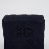 Chanel Navy Vintage Silk Diamond Quilted Shoulder Bag with CC Logo