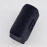 Chanel Navy Vintage Silk Diamond Quilted Shoulder Bag with CC Logo