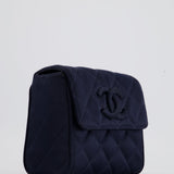 Chanel Navy Vintage Silk Diamond Quilted Shoulder Bag with CC Logo