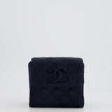 Chanel Navy Vintage Silk Diamond Quilted Shoulder Bag with CC Logo