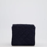 Chanel Navy Vintage Silk Diamond Quilted Shoulder Bag with CC Logo