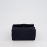 Chanel Navy Vintage Silk Diamond Quilted Shoulder Bag with CC Logo