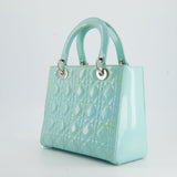 Christian Dior Tiffany Blue Medium Lady Dior Bag Patent with Silver Hardware RRP £5300