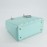 Christian Dior Tiffany Blue Medium Lady Dior Bag Patent with Silver Hardware RRP £5300