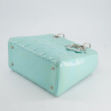 Christian Dior Tiffany Blue Medium Lady Dior Bag Patent with Silver Hardware RRP £5300