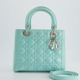 Christian Dior Tiffany Blue Medium Lady Dior Bag Patent with Silver Hardware RRP £5300