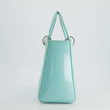 Christian Dior Tiffany Blue Medium Lady Dior Bag Patent with Silver Hardware RRP £5300