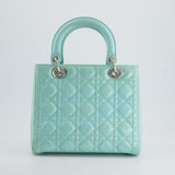 Christian Dior Tiffany Blue Medium Lady Dior Bag Patent with Silver Hardware RRP £5300