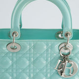 Christian Dior Tiffany Blue Medium Lady Dior Bag Patent with Silver Hardware RRP £5300