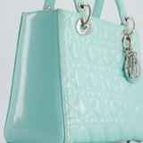 Christian Dior Tiffany Blue Medium Lady Dior Bag Patent with Silver Hardware RRP £5300