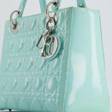 Christian Dior Tiffany Blue Medium Lady Dior Bag Patent with Silver Hardware RRP £5300