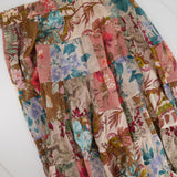 Zimmermann Brown, Pink Floral Cotton Tiered Midi Skirt Size 3 (UK 14)