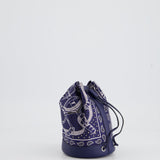 Hermès Soie-Cool Tiny Apron Doll Bag in Bleu Nuit Epsom Leather and Silk with Palladium Hardware