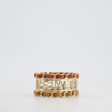 Chanel "We Need Tweed" Bangle in Champagne Gold Hardware with Leather Detail