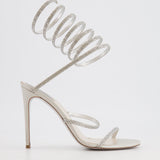 Rene Caovilla Silver Diamanté Cleo Heels Size EU 41 RRP £1,180