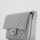 Chanel Wave Strap Bag In Dove Grey Lambskin with Champagne Gold Hardware