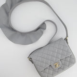 Chanel Wave Strap Bag In Dove Grey Lambskin with Champagne Gold Hardware