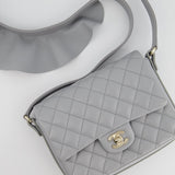 Chanel Wave Strap Bag In Dove Grey Lambskin with Champagne Gold Hardware