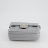 Chanel Wave Strap Bag In Dove Grey Lambskin with Champagne Gold Hardware