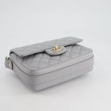 Chanel Wave Strap Bag In Dove Grey Lambskin with Champagne Gold Hardware