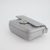 Chanel Wave Strap Bag In Dove Grey Lambskin with Champagne Gold Hardware