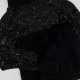 Valentino Black Cashmere Turtleneck Sequin Sleeve Jumper Size M (UK 10)