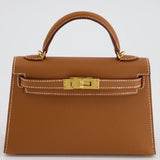 Hermès Mini Kelly 20cm Bag in Gold Epsom Leather with Gold Hardware