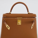 Hermès Mini Kelly 20cm Bag in Gold Epsom Leather with Gold Hardware