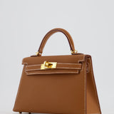 Hermès Mini Kelly 20cm Bag in Gold Epsom Leather with Gold Hardware