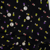 Alessandra Rich Black Silk Flower Printed Midi Dress with Crystal Buttons Size IT 44 (UK 12) RRP £1,350