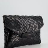 Givenchy Black Pirarucu Antigona Envelope Clutch Bag