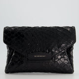 Givenchy Black Pirarucu Antigona Envelope Clutch Bag