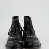 Saint Laurent Black Leather Studded Ankle Boots Size EU 38.5