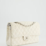 Chanel Vintage White Tweed Classic Double Flap Bag with Silver Hardware RRP