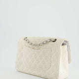 Chanel Vintage White Tweed Classic Double Flap Bag with Silver Hardware RRP