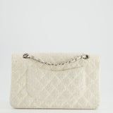 Chanel Vintage White Tweed Classic Double Flap Bag with Silver Hardware RRP