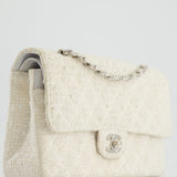 Chanel Vintage White Tweed Classic Double Flap Bag with Silver Hardware RRP