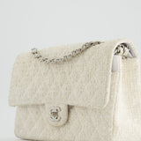 Chanel Vintage White Tweed Classic Double Flap Bag with Silver Hardware RRP