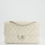 Chanel Vintage White Tweed Classic Double Flap Bag with Silver Hardware RRP