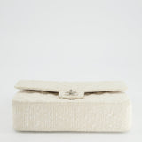 Chanel Vintage White Tweed Classic Double Flap Bag with Silver Hardware RRP