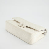 Chanel Vintage White Tweed Classic Double Flap Bag with Silver Hardware RRP