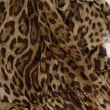 Dolce & Gabbana Brown Silk Leopard Asymmetric Tiered Midi Dress Size IT 44 (UK 12)