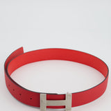 Hermès Red Reversible Constance Belt with Brushed Palladium Buckle Size 85cm