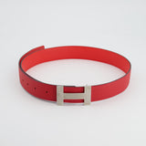 Hermès Red Reversible Constance Belt with Brushed Palladium Buckle Size 85cm