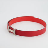 Hermès Red Reversible Constance Belt with Brushed Palladium Buckle Size 85cm