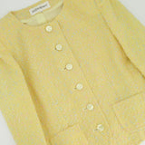 Yves Saint Laurent Pastel Yellow, Pink and Blue Tweed Jacket and Skirt Set Detail Size FR 36 (UK 8)