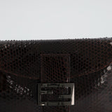 Fendi Vintage Brown Python Baguette Bag with Gun-Metal Hardware