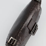 Fendi Vintage Brown Python Baguette Bag with Gun-Metal Hardware